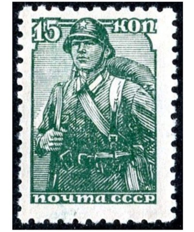 1941 RU FLAWLESS RARE 1941 SOVIET RUSSIA SOLDIER STAMP (USSR RED ARMY)! EXCEPTIONAL WW2 COLLECTIBLE! 15 KOPEK Gem Crisp Uncir...