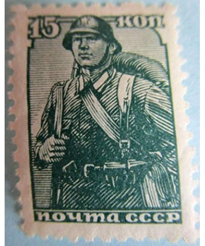 1941 RU FLAWLESS RARE 1941 SOVIET RUSSIA SOLDIER STAMP (USSR RED ARMY)! EXCEPTIONAL WW2 COLLECTIBLE! 15 KOPEK Gem Crisp Uncir...