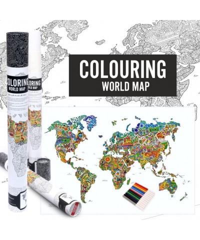 Colouring World Map from | Educational Home Décor Activity for Kids Ages 6 and Above | Large Colouring Wall Poster Painting |...