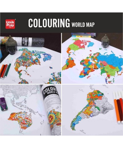 Colouring World Map from | Educational Home Décor Activity for Kids Ages 6 and Above | Large Colouring Wall Poster Painting |...