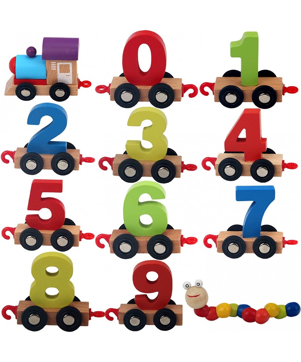 Wooden Number Train Set Digital Cars Toy Learning Counting Numbers 0-9 STEM with Wood Caterpillar Gift for Toddlers Boys Girl...