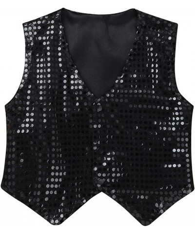 Boys Sequin Blazer Top Stage Performance Party Costume Jazz Hip-hop Dance Vest Jacket Waistcoat $13.02 Kids' Costumes