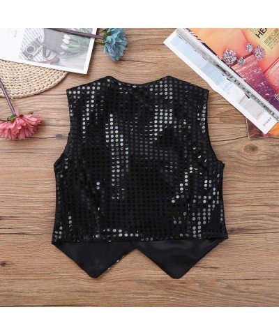 Boys Sequin Blazer Top Stage Performance Party Costume Jazz Hip-hop Dance Vest Jacket Waistcoat $13.02 Kids' Costumes