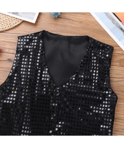 Boys Sequin Blazer Top Stage Performance Party Costume Jazz Hip-hop Dance Vest Jacket Waistcoat $13.02 Kids' Costumes