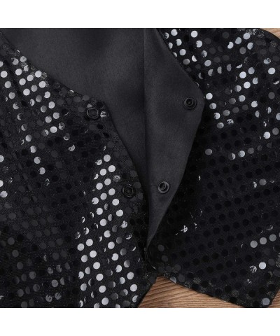 Boys Sequin Blazer Top Stage Performance Party Costume Jazz Hip-hop Dance Vest Jacket Waistcoat $13.02 Kids' Costumes