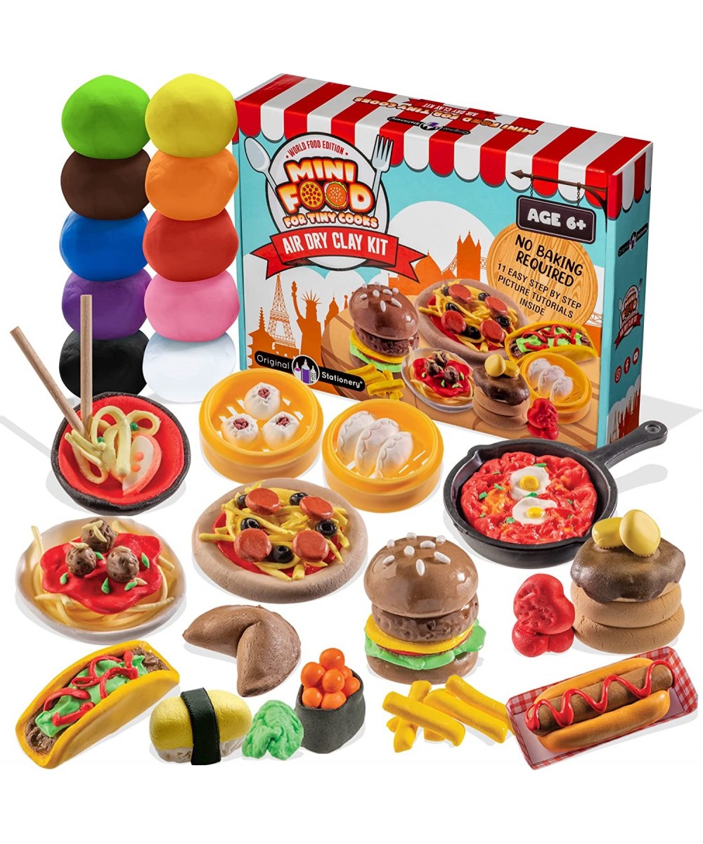 Mini World Food Air Dry Clay Kit 10 Colors of Modeling Clay for Sculpting and Over 19 Pieces in This DIY Molding Clay for Kid...