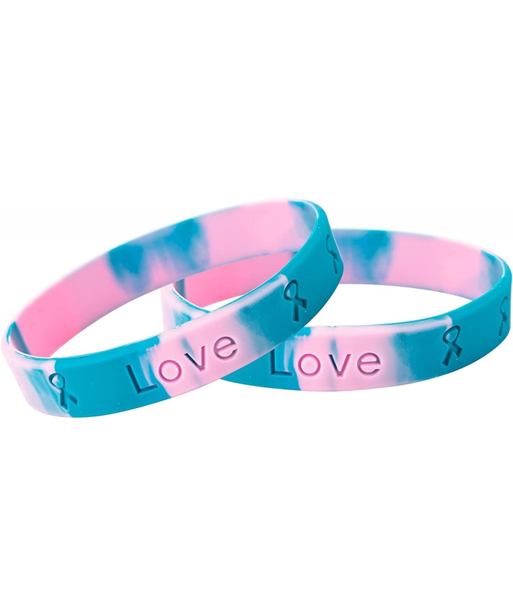 Pink & Teal Silicone Bracelet - Hereditary Breast Cancer Awareness Wristband $14.93 Kids' Dress-Up Accessories