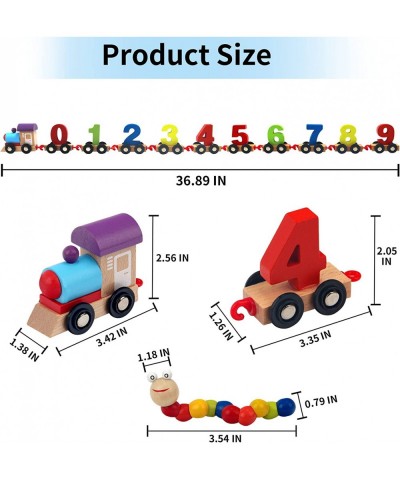 Wooden Number Train Set Digital Cars Toy Learning Counting Numbers 0-9 STEM with Wood Caterpillar Gift for Toddlers Boys Girl...