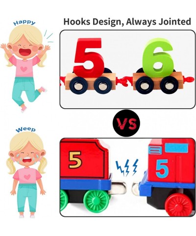 Wooden Number Train Set Digital Cars Toy Learning Counting Numbers 0-9 STEM with Wood Caterpillar Gift for Toddlers Boys Girl...