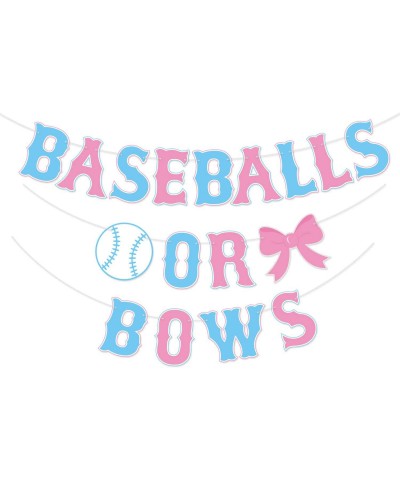 Baseballs or Bows Gender Reveal Banner Boy or Girl Baby Shower Garland Blue or Pink Gender Reveal Party Pregnancy Announcemen...