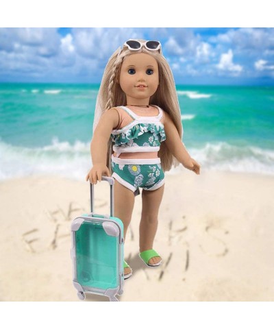 Doll Travel Set Suitcase Travel Luggage Doll Accessories with Green Suitcase Camera Sunglasses Bikini Slippers Notebook Umbre...