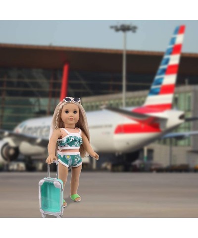 Doll Travel Set Suitcase Travel Luggage Doll Accessories with Green Suitcase Camera Sunglasses Bikini Slippers Notebook Umbre...