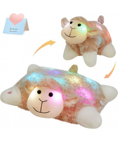 Light up Lamb Soft Plush Pillow Cute LED Sheep Stuffed Animal Cushion with Rainbow Night Lights Glow in The Dark Bedtime Comp...