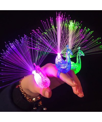 12Pcs LED Finger Light Ring Creative Colorful Peacock Finger Lights for Parties Cheering Novelty Glowing Toys Gifts for Kids ...