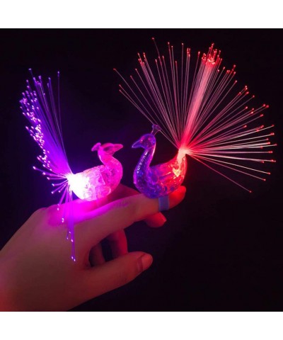 12Pcs LED Finger Light Ring Creative Colorful Peacock Finger Lights for Parties Cheering Novelty Glowing Toys Gifts for Kids ...