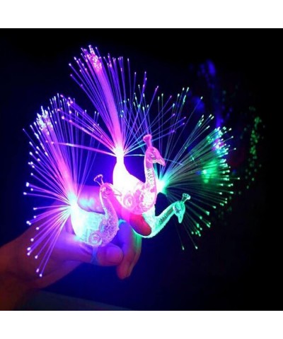 12Pcs LED Finger Light Ring Creative Colorful Peacock Finger Lights for Parties Cheering Novelty Glowing Toys Gifts for Kids ...