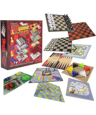 10 in 1 Board Game Set Travel-Friendly Family Board Game Set with Backgammon Chinese Checkers Snakes and Ladders Game of The ...