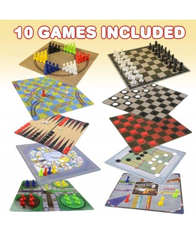 10 in 1 Board Game Set Travel-Friendly Family Board Game Set with Backgammon Chinese Checkers Snakes and Ladders Game of The ...