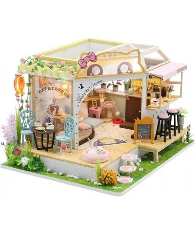 Dollhouse Miniature DIY House Kit Creative Room with Furniture for Romantic Valentine's Gift (Cat Cafe Garden) $69.15 Dollhouses