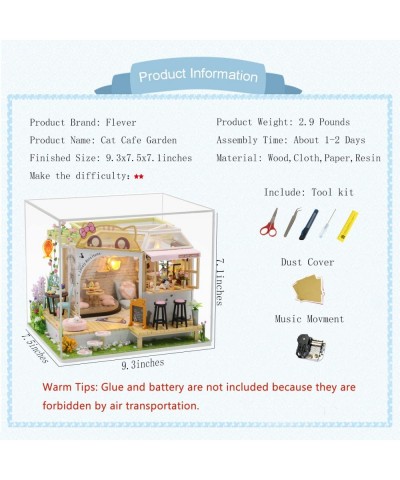 Dollhouse Miniature DIY House Kit Creative Room with Furniture for Romantic Valentine's Gift (Cat Cafe Garden) $69.15 Dollhouses