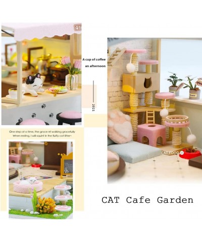 Dollhouse Miniature DIY House Kit Creative Room with Furniture for Romantic Valentine's Gift (Cat Cafe Garden) $69.15 Dollhouses