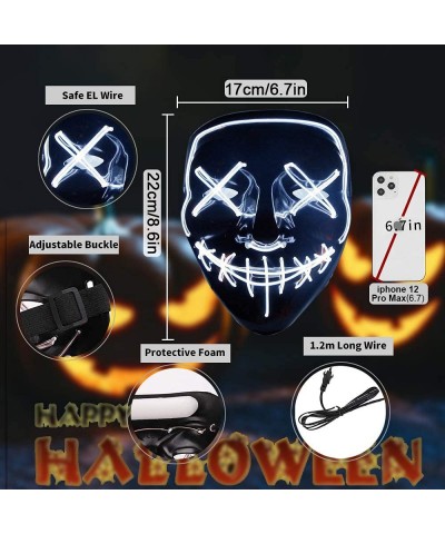 Halloween Led Light Up Mask Purge Mask Scary Mask Cosplay Led Costume Mask for Kids Men & Women with EL Wire Light up for Hal...