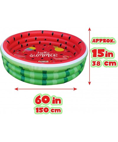 Watermelon Inflatable 60 inches Pit Ball Pool Swimming Pool with 3 Rings Boys and Girls Summer Fun in Garden Backyard Indoor ...