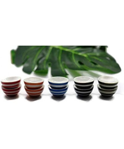 10 Ceramic Bowls Handpainted Dollhouse Miniatures Toys Dishes Food Kitchen by Handmade No.1 Size L $22.94 Dollhouse Accessories