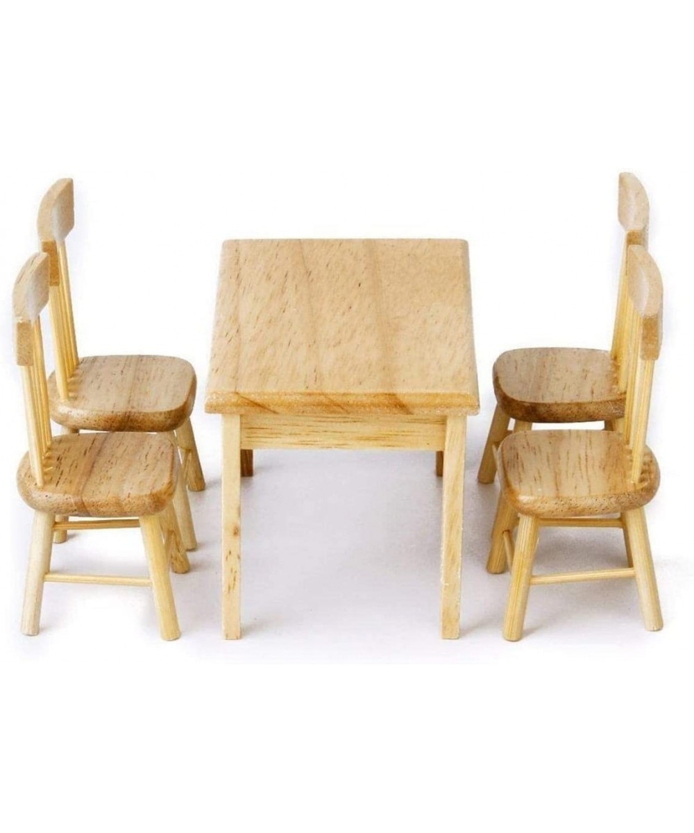 Miniature Dining Table & Chair Set for Dollhouse 1 12 Scale Wooden Furniture Model 5pcs Doll House Mini Decoration Accessorie...