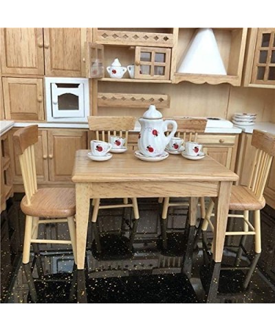 Miniature Dining Table & Chair Set for Dollhouse 1 12 Scale Wooden Furniture Model 5pcs Doll House Mini Decoration Accessorie...