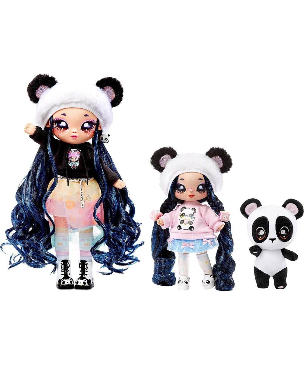 Family Soft Doll Set with 2 Fashion Dolls and 1 Pet – Panda Family Features 12 Accessories Long Hair Dolls in Removable Fashi...