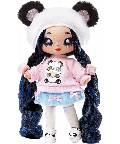 Family Soft Doll Set with 2 Fashion Dolls and 1 Pet – Panda Family Features 12 Accessories Long Hair Dolls in Removable Fashi...