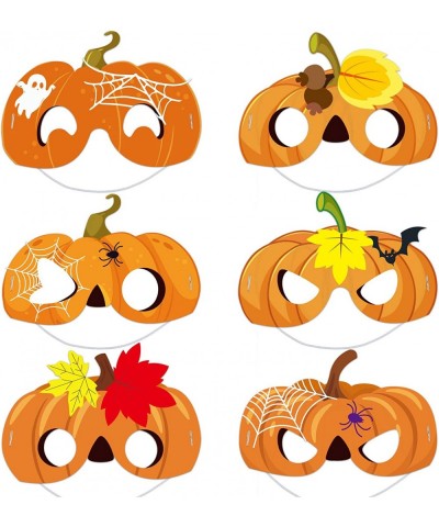 Thanksgiving Punmkin Masks Party Favors Fall Autumn Pumpkin Paper Masks for Kids Party Photo Booth Props Kit with Elastic Str...