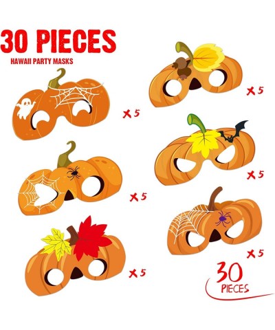 Thanksgiving Punmkin Masks Party Favors Fall Autumn Pumpkin Paper Masks for Kids Party Photo Booth Props Kit with Elastic Str...