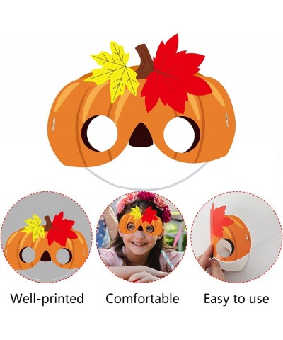 Thanksgiving Punmkin Masks Party Favors Fall Autumn Pumpkin Paper Masks for Kids Party Photo Booth Props Kit with Elastic Str...