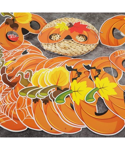 Thanksgiving Punmkin Masks Party Favors Fall Autumn Pumpkin Paper Masks for Kids Party Photo Booth Props Kit with Elastic Str...