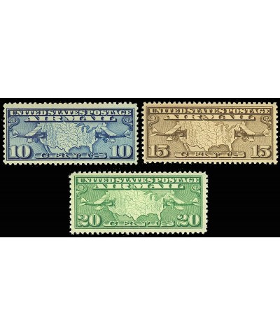 1926 U.S. Map and Mail Planes Set of Three Stamps - Mint Never Hinged Scott C7-C9 $32.25 Collectible Postage Stamps