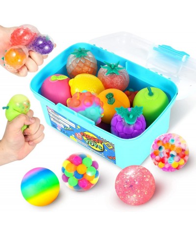 12 Pack Sensory Stress Balls Set Fidget Toys | Squishy Fruit Ball Stress Relief | Squeeze Ball for Adults Kids | Dough Water ...