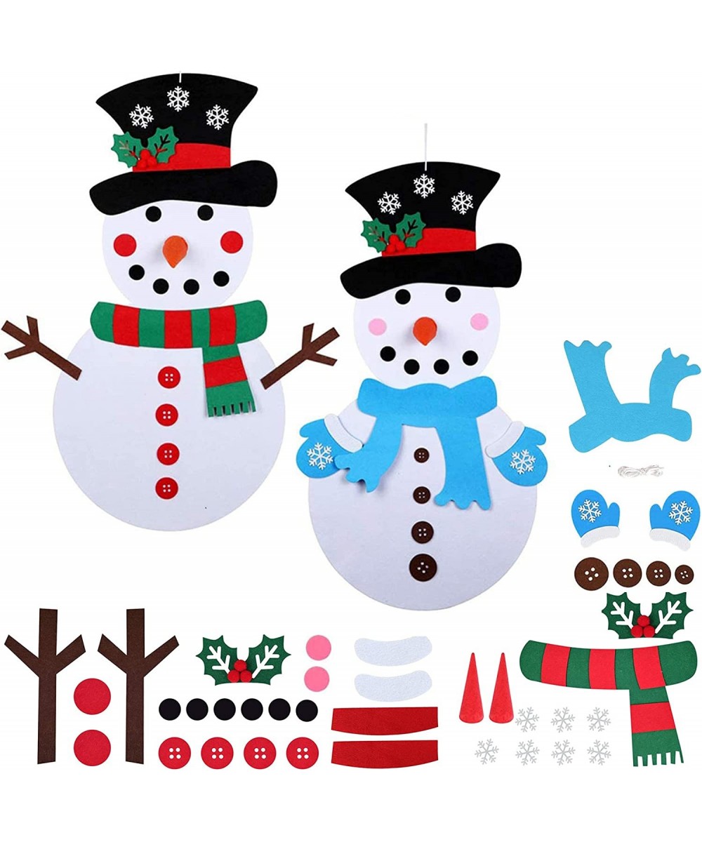 2 Pack DIY Felt Christmas Snowman Games Kit Detachable Ornaments Double Sided Felt Snowman Games Christmas Snowman Making Kit...