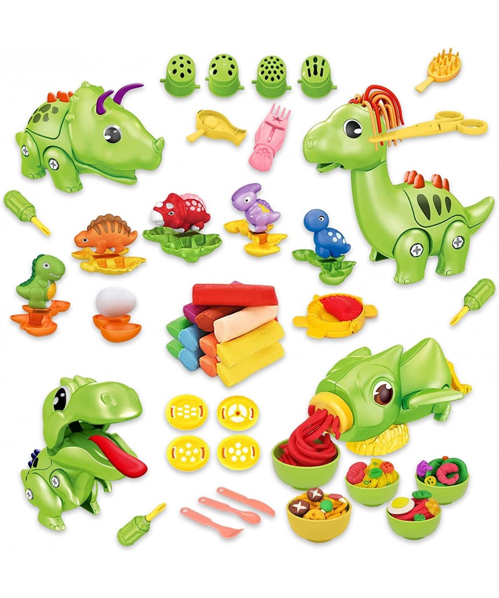 Play Dough Accessories Take Apart Dinosaur Toys for Kids 4 in 1 T-Rex Triceratops Dinosaur Toys Set Play Dough Tools Kit Hair...