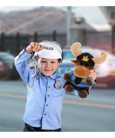 Big Eye Moose Police Officer Plush Toy - Super Soft Moose Cop Stuffed Animal Dress Up with Cute Cop Uniform & Cap Outfit - Fl...