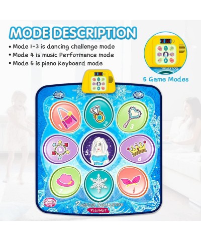 Dance Mat for Kids - Blue Frozen Themed Musical Dance Pad Dance Game Toys with LED Lights Including 5 Modes and 3 Challenge L...