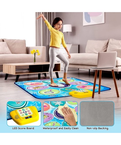 Dance Mat for Kids - Blue Frozen Themed Musical Dance Pad Dance Game Toys with LED Lights Including 5 Modes and 3 Challenge L...