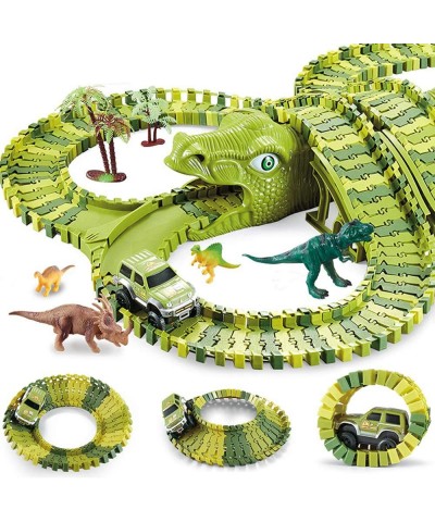 Dinosaur Toys Track Cars for Boys - 240 Pcs Flexible Track Playset Toy Cars for Girls Dinosaur Paradise Road Race Christmas G...