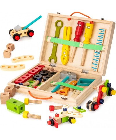 Tool Kit for Kids 37 pcs Wooden Toddler Tools Set Includes Tool Box & Stickers Montessori Educational Stem Construction Toys ...