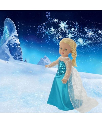 18 inch Doll Clothes Princess Costume Dress Gown Outfit Gift Set for Girls Kids - Elsa Inspired Play Set with Sparkly Snowfla...