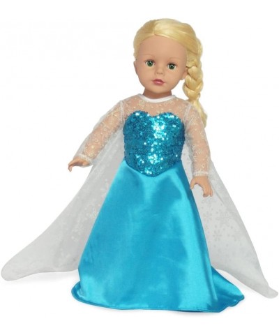 18 inch Doll Clothes Princess Costume Dress Gown Outfit Gift Set for Girls Kids - Elsa Inspired Play Set with Sparkly Snowfla...