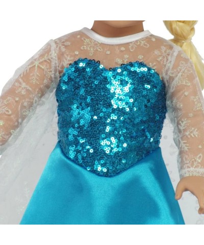 18 inch Doll Clothes Princess Costume Dress Gown Outfit Gift Set for Girls Kids - Elsa Inspired Play Set with Sparkly Snowfla...