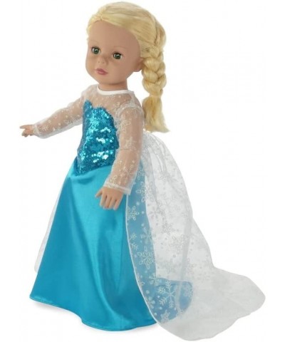 18 inch Doll Clothes Princess Costume Dress Gown Outfit Gift Set for Girls Kids - Elsa Inspired Play Set with Sparkly Snowfla...