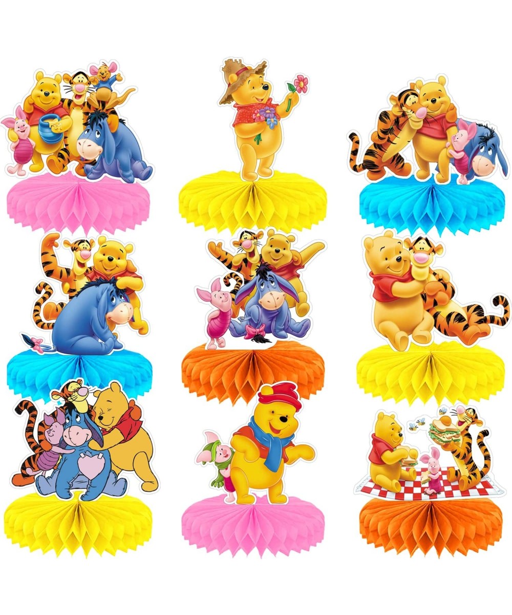 9Pcs Winnie Bear Honeycomb Centerpieces 3D Table Decorations Bear Table Decor Birthday Party Supplies $24.66 Kids' Party Cent...